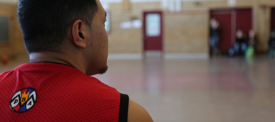 One PBAM member looks on as his team plays a game at West Hill Gymnasium. (Jesse Feith/Concordia Journalism)